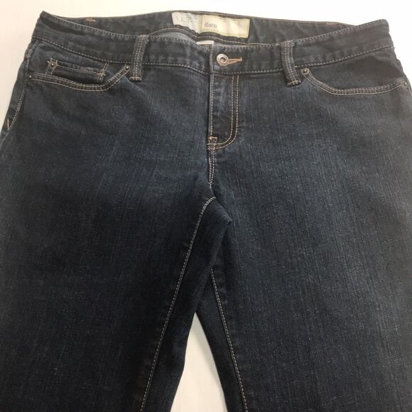 ANN TAYLOR LOFT Flare Wide Leg Denim Jeans Size 10 Back Flap Pockets Boot Cut - Picture 4 of 12